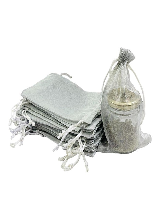 Moira Women's Small Potli Gift Bags Tissue Silk (18 cm X 12 cm) Pack of 25 (Silver) - Image 1